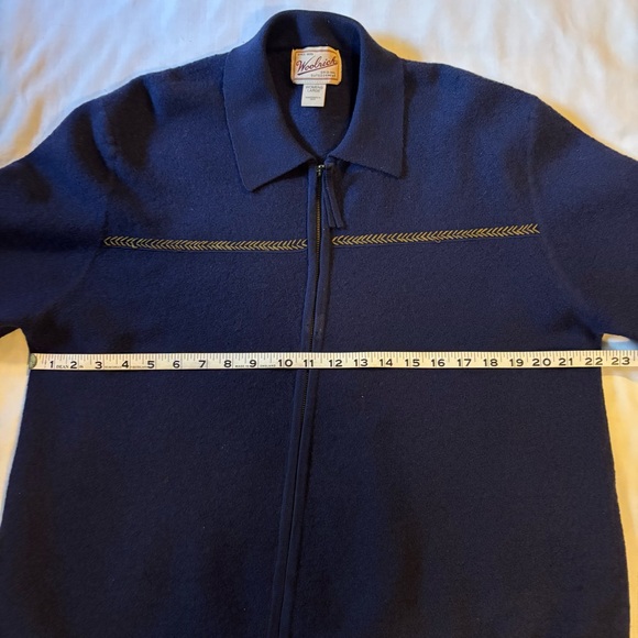 Vintage Woolrich Cardigan Womens Large Blue Full Zip 100% Wool Jacket Woolmark - Picture 4 of 8